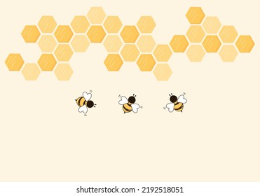 Beehive honeycomb and bee cartoons on yellow background vector illustration.
