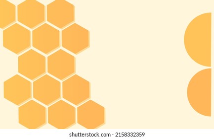 Beehive honeycomb with hexagon grid cell, geometric shape on yellow background vector illustration.