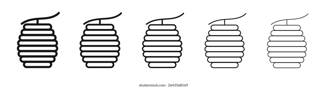 Beehive honeycomb icon vector outline set illustration sign