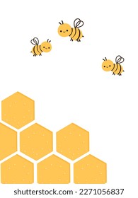 Beehive honeycomb sign and bee cartoons on white background vector illustration.