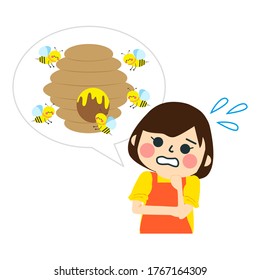 Beehive, hornets or wasp nest cartoon vector illustration