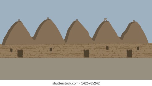 Beehive house icon in cartoon style isolated on white background. Turkey, Urfa, Harran symbol stock vector illustration