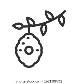 beehive house on a tree, linear icon. Editable stroke