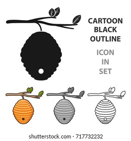 Beehive icon in cartoon style isolated on white background. Apairy symbol stock vector illustration