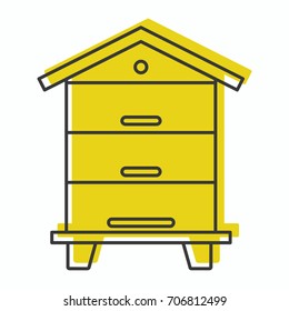 Beehive icon in doodle style vector illustration for design and web isolated on white background. Beehive vector object for labels and advertising