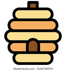 beehive icon with flat outline style