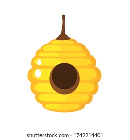 Beehive icon isolated on white background vector illustration. Cute cartoon style.