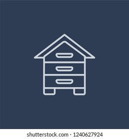 Beehive icon. Beehive linear design concept from Agriculture, Farming and Gardening collection. Simple element vector illustration on dark blue background.