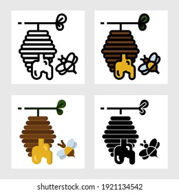 beehive icon vector design in filled, thin line, outline and flat style.