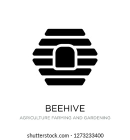 beehive icon vector on white background, beehive trendy filled icons from Agriculture farming and gardening collection, beehive simple element illustration