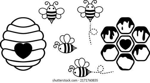 Beehive illustration, Bee vector, Honey, Honey Bee vector, Sweet Baby, Honeycomb, Beekeeper