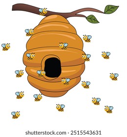 beehive illustration hand drawn isolated on white background vector