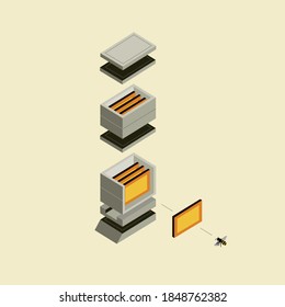 Beehive isometric structure for apiculture