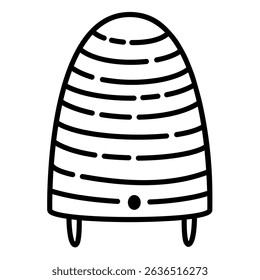 Beehive line icon simple black and white drawing of beehive. Clipart image isolated on background.
