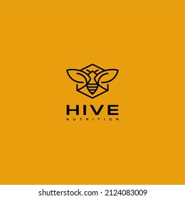 beehive logo badge concept illustration. logo template with line modern style