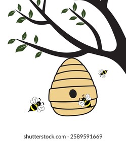 beehive on a tree in illustrator NOT IA
