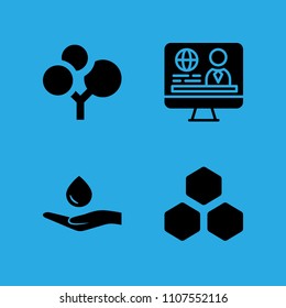 beehive, plant, television and responsible use of water icons vector in sample icon set for web and graphic design