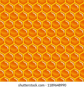 Beehive seamless pattern - vector background with hexagonal honeycomb cell - for covers or advertising of honey products, sweet food and drinks