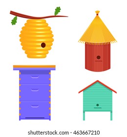beehive set vector illustration. hive isolated on a white background
