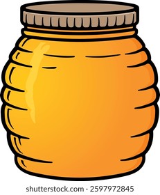 beehive shaped jar or jar with lid with black outline no background