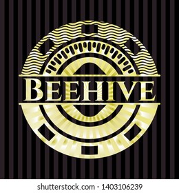 Beehive shiny badge. Vector Illustration. Detailed.