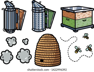 Beehive, smoker illustration, doodle, sketch, drawing, vector