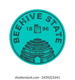 Beehive state textured vintage vector t-shirt and apparel design, typography, print, logo, poster. Global swatches