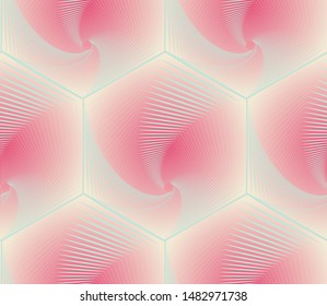 beehive style hexagonal grid seamless pattern in soft pink shades