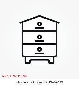 Beehive vector icon. beehive sign on background.