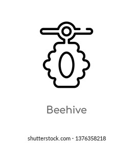 beehive vector line icon. Simple element illustration. beehive outline icon from farming concept. Can be used for web and mobile