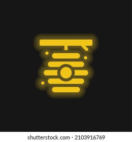 Beehive yellow glowing neon icon