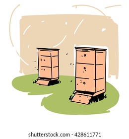 beehives illustration
