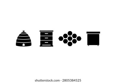 Beehives Silhouette Vector Collection Set