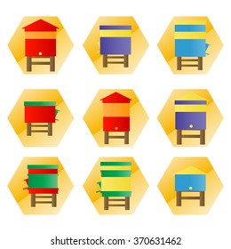 Beehives vector background set icons illustration isolated on white