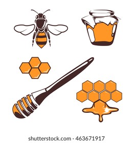 Beekeeper, bee, honey vector design elements isolated over white