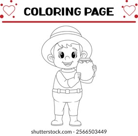 beekeeper beehive with big jar honey coloring page for kids