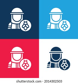 Beekeeper blue and red four color minimal icon set