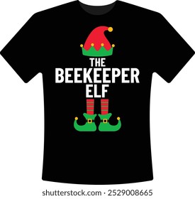 O apicultor Elf Natal T-Shirt Design Correspondência Família Elfo Natal Gráfico
