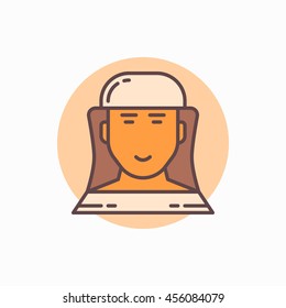 Beekeeper flat icon. Vector beekeeper or apiarist in hat colorful symbol