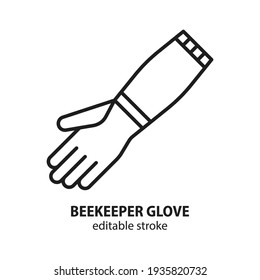 Beekeeper glove line icon. Beekeeping vector concept. Editable stroke.