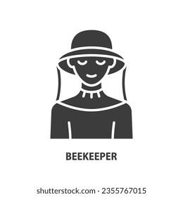 Beekeeper glyph icon. Beekeeping concept design. Vector illustration.