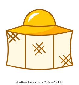 Beekeeper hat line icon vector isolated. Symbol of a hat for apiary worker. Protection from bee sting.