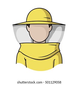 Beekeeper icon in cartoon style isolated on white background. Apairy symbol stock vector illustration