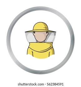 Beekeeper icon in cartoon style isolated on white background. Apiary symbol stock vector illustration