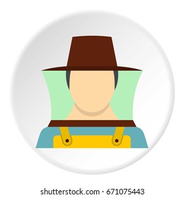 Beekeeper icon in flat circle isolated vector illustration for web