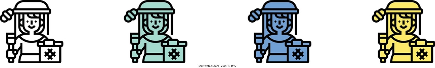 beekeeper icon. Outline, Green, Blue and Yellow Style Design Isolated On White Background