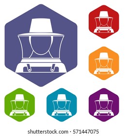 Beekeeper icons set rhombus in different colors isolated on white background