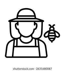 Icono de hombre apicultor sobre fondo blanco Vector
Icono de profesión de línea de Vector