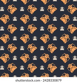 Beekeeper multicolor repeating trendy pattern in dark background vector illustration