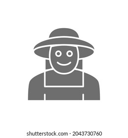 Beekeeper in protective clothing grey icon. Isolated on white background